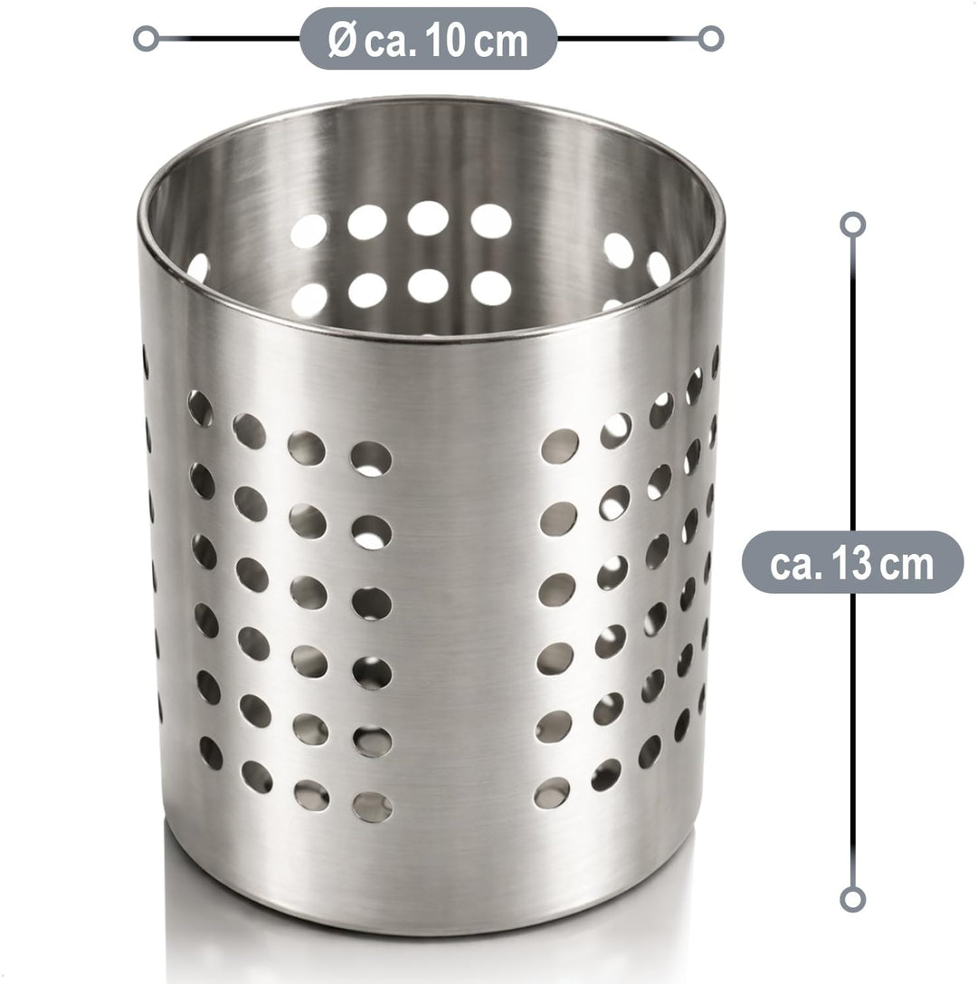 com-four® 2x Besteckabtropfkorb - Küchenutensilienhalter aus Edelstahl - Besteckkorb, Kochlöffelstän