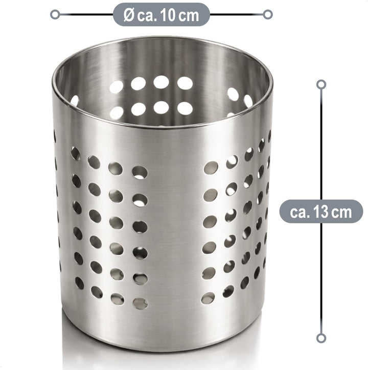 com-four® 2x Besteckabtropfkorb - Küchenutensilienhalter aus Edelstahl - Besteckkorb, Kochlöffelstän
