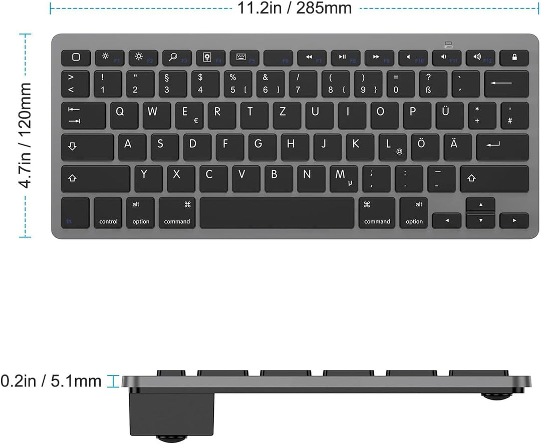 OMOTON deutsche Bluetooth Tastatur für iPad 10.9/10.2/9.7, Air 6/5/4/3, Pro 13/12.9/11/10.5 und iPho