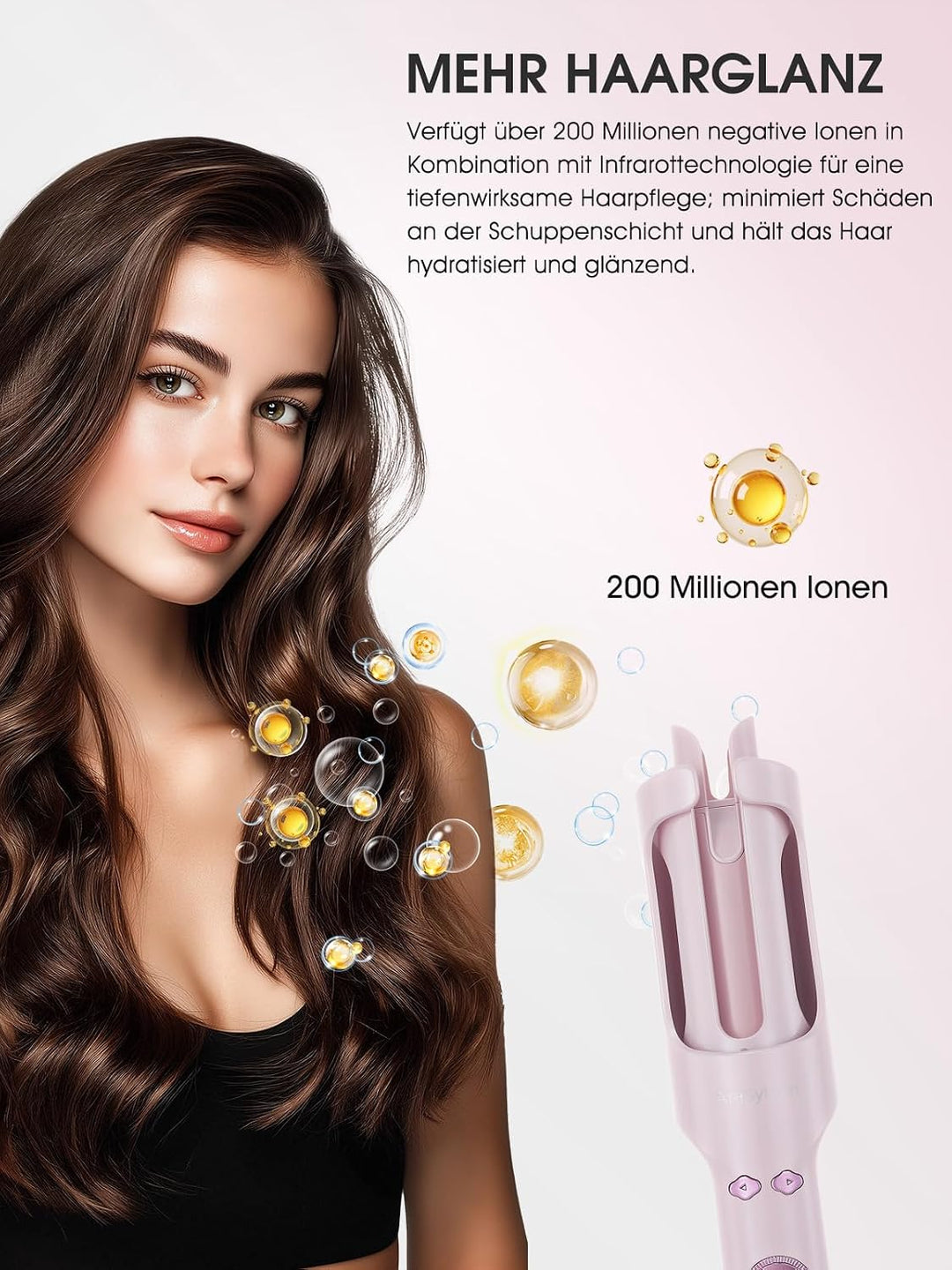 Automatik Lockenstab mit Kaltluft &amp; Ionen, 30mm Auto Curler Rosa 30mm, Rosa 30mm