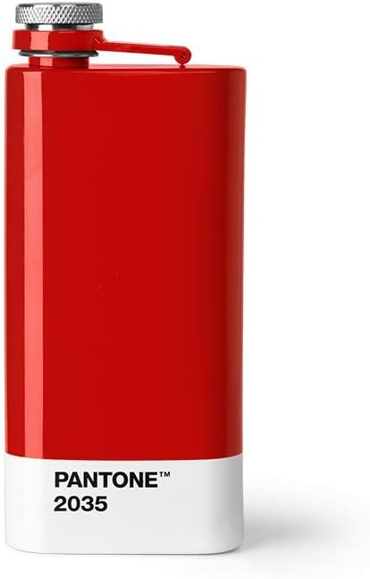 Pantone 16629 Red 2035 Flachmann, Edelstahl mit Schraubverschluss, Rostfreier Stahl, rot, Red