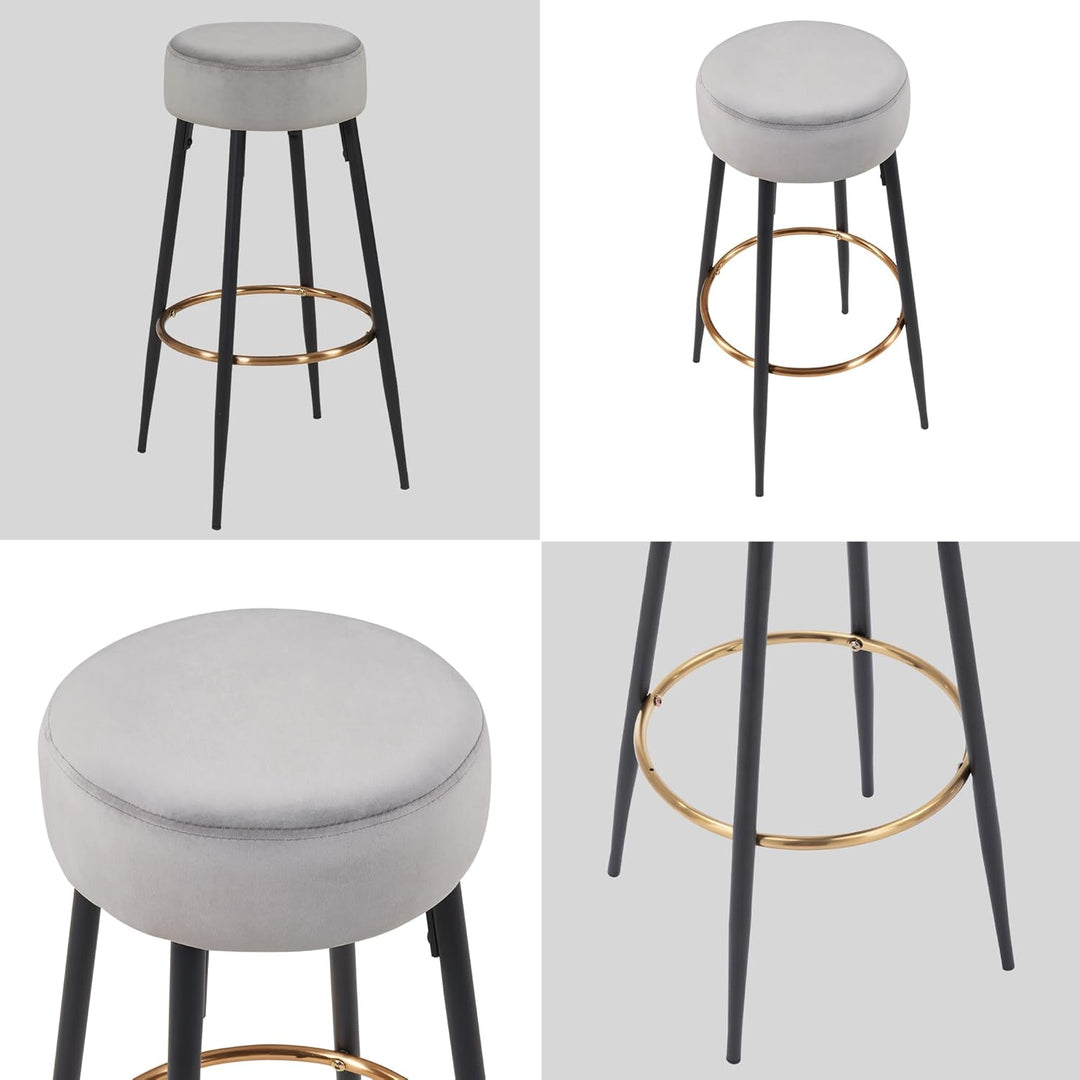 Duhome Barhocker 2er Set Barstühle Runde Tresenhocker Samt Bistrohocker mit Fussstütze für Bistro Kü