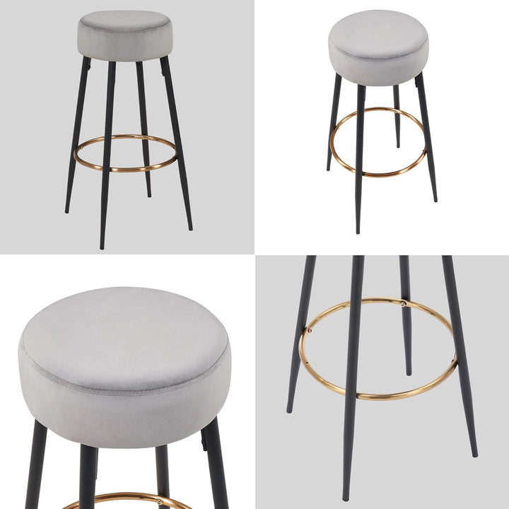Duhome Barhocker 2er Set Barstühle Runde Tresenhocker Samt Bistrohocker mit Fussstütze für Bistro Kü