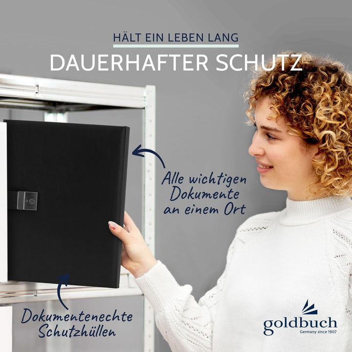goldbuch Dokumentenmappe, Bologna, 27,5 x 34 cm, Inklusive 5 Sichthüllen, Erweiterbar, Mit Schloss,