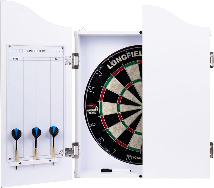 Holz Dartschrank, sisal Dartscheibe, inbegriffen 6 Darts 18gr und Zubehör weiss