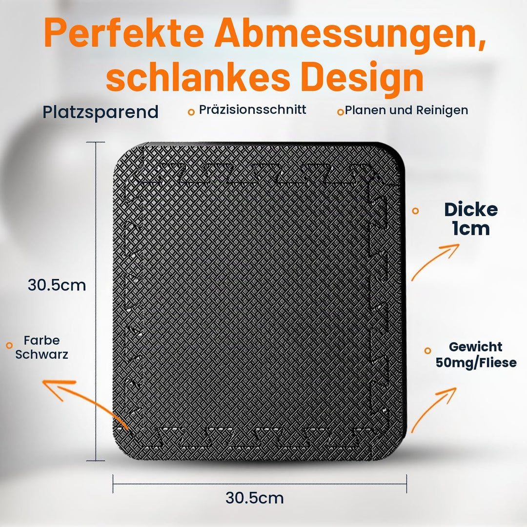 24 St. Bodenschutzmatte Fitness, mit Rand 20 St; Schwarz Viereckig je 30,5x30,5cm, 1cm Dick. Gesamt