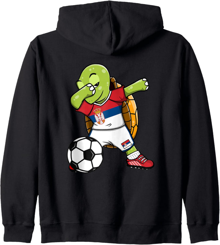 Dab Schildkröte Serbien Fussball Mannschaft Serbische Flagge Kapuzenjacke