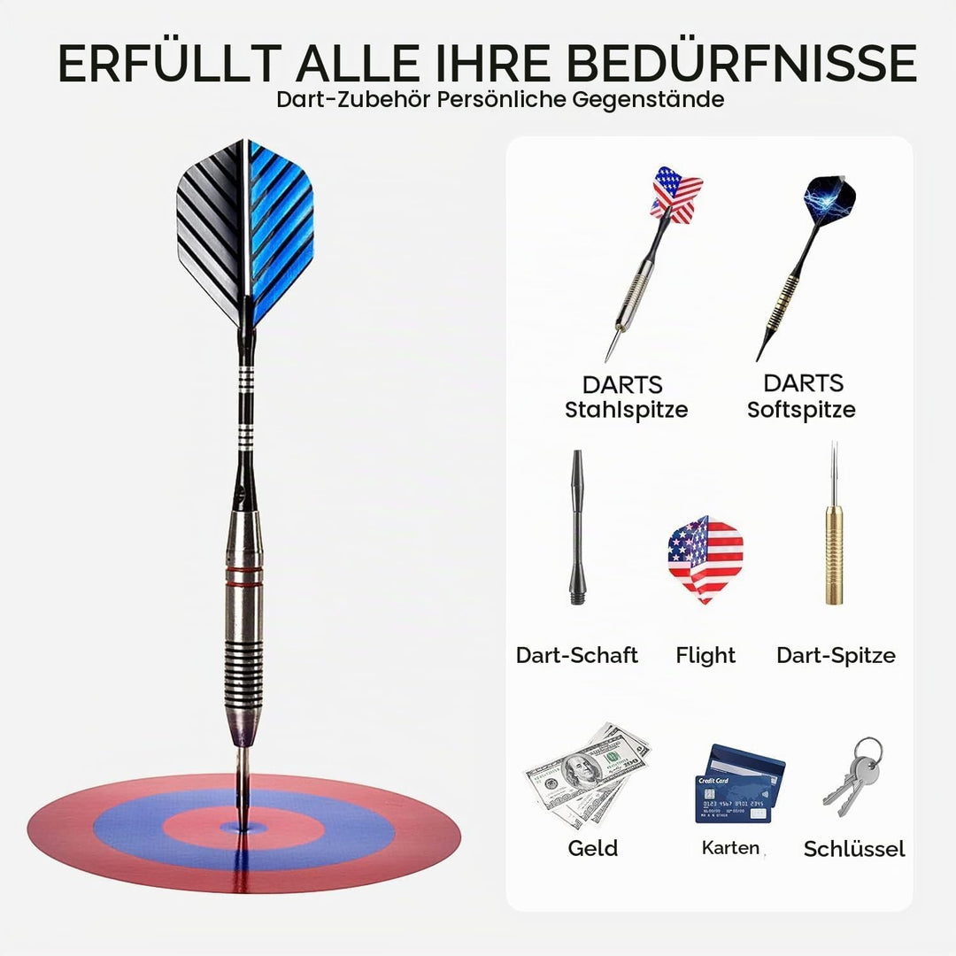 POHOVE Darts Tasche, Dauerhaft Darttasche für 12 Darts und Weiteres Dart-Zubehör, Perfekte Dartaufbe