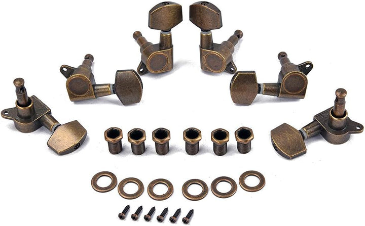 Alnicov Guitar Machine Heads Saiten-Tuning Pegs Tuner 3R3L für Akustik- oder E-Gitarren-Bronze