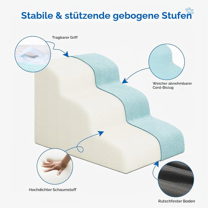 Hundetreppe für kleine Hunde, 3 Stufen 40cm Hoch Haustiertreppe, Waschbar rutschfest, Katzentreppe f