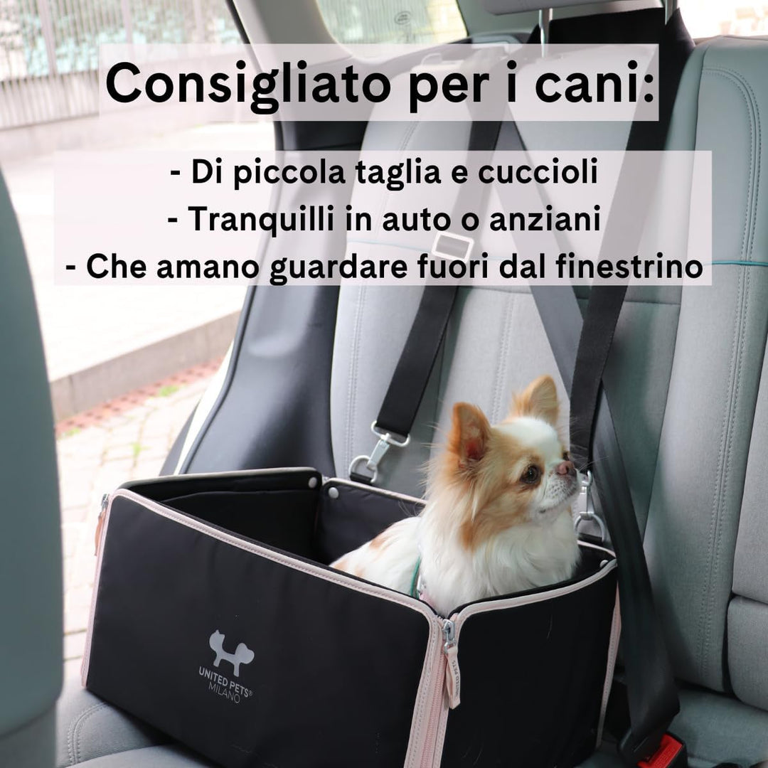 UNITED PETS Car Box Auto Hundetransportbox | waschbares Innenfutter | 100% R-Pet | Schwarz Rosa | Fa