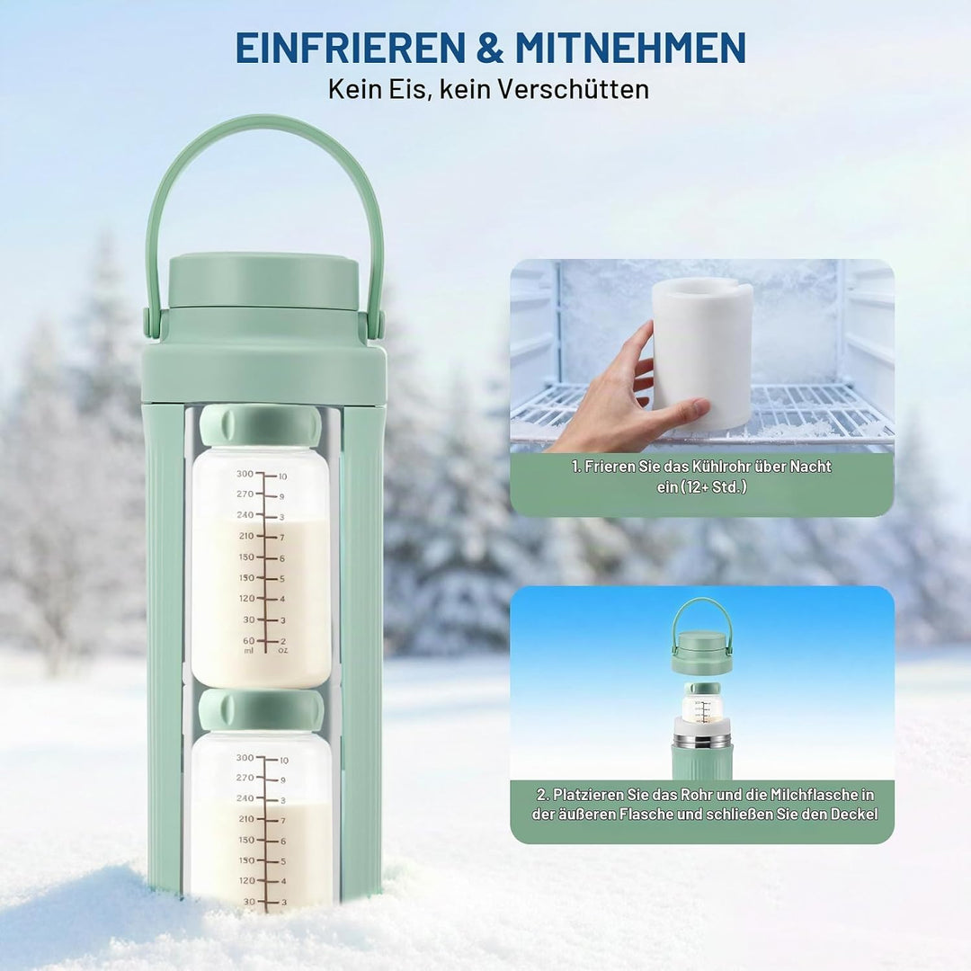 Tragbarer Muttermilchkühler für draussen (600ml), 24H Frische durch 360°-langzeitige Gesamtkühlung,