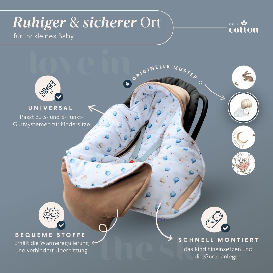 Einschlagdecke Babyschale Kinderwagen: Velours-Bambus-Decke für Autositz, Kinderwagen und Wanne. bab