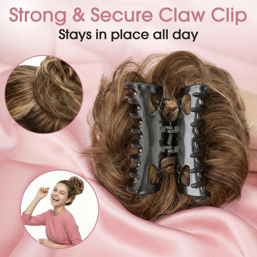 S-noilite Echthaar Messy Bun mit klammer Natürliches Haarteil für Dutt und Hochsteckfrisuren - Claw