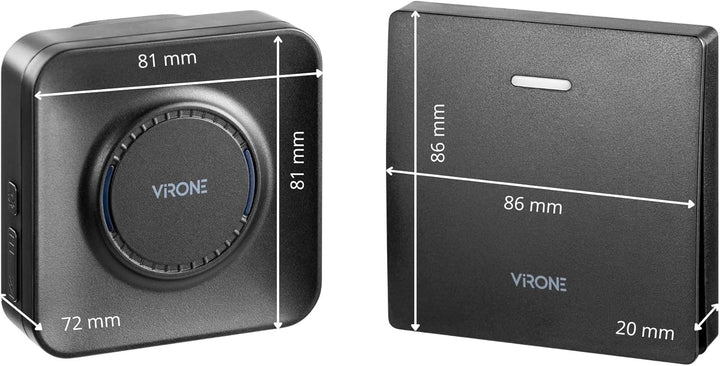 Virone Türklingel Funk Kinetic Batterielos - 39 Glockenschläge 100dB - Klingel Haustür Reichweite 20