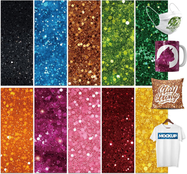 Glitter Infusible Transfer Ink Sheets 10 Stück/Set, Unschmelzbare Transfer-Tintenblätter 30.5 x 30.5