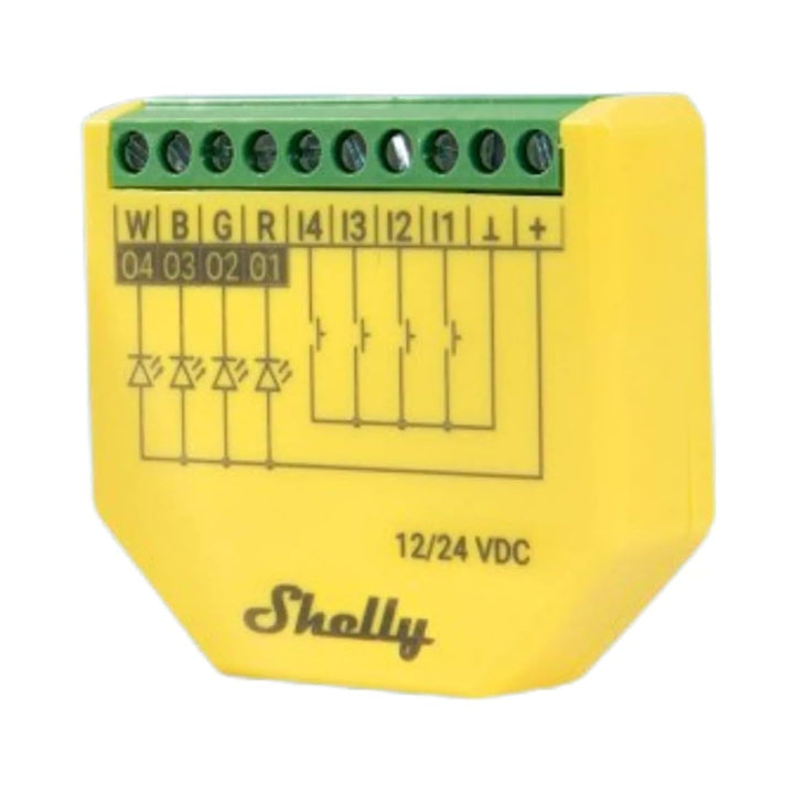 Shelly Plus RGBW PM - WLAN Controller für LED-Streifen, 12-24 VDC, 3 Beleuchtungsprofile, Leistungsm