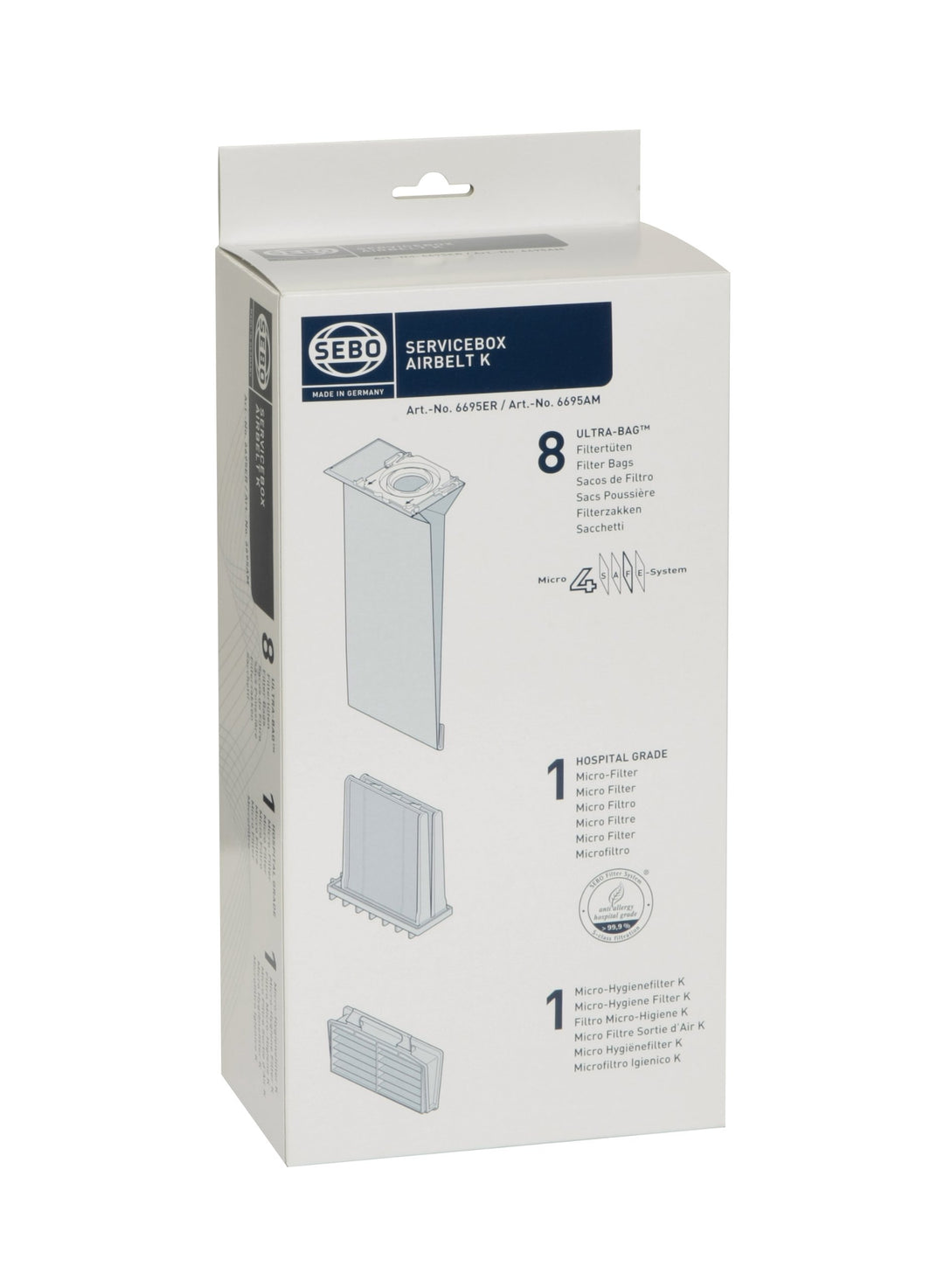 Sebo 6695ER Service-Box für airbelt K inkl. 8 Ultra-Bag Filtertüten 3-lagig, 1 Hospital-Grade-Filter