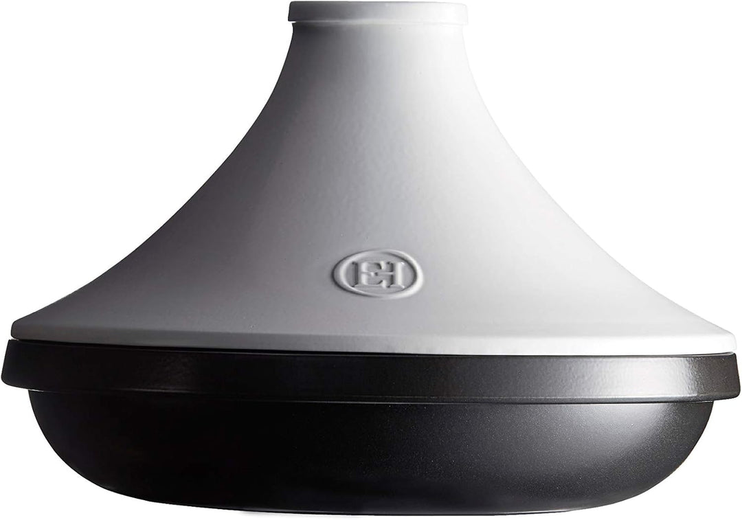 Emile Henry EH779566 Tajine Delight, Keramik, Induktion, 4 Liter, Schwarz Weiss, Weiss