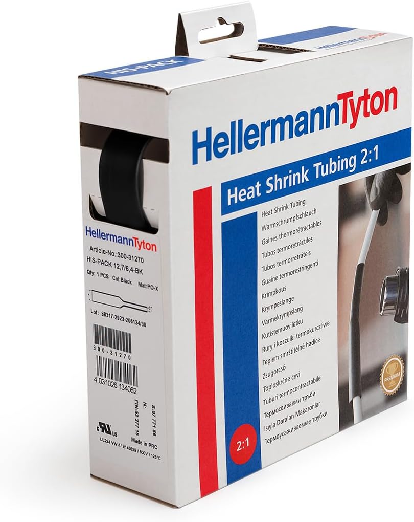 HellermannTyton - Schrumpfschlauch 2:1, 12,7/6,4 schwarz
