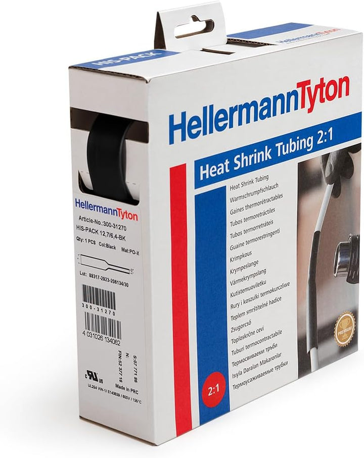 HellermannTyton - Schrumpfschlauch 2:1, 12,7/6,4 schwarz