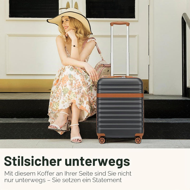 KONO Koffer Trolley Gross Koffer Reisekoffer von ABS+PC Hartschalenkoffer mit 4 Rollen TSA Schloss (