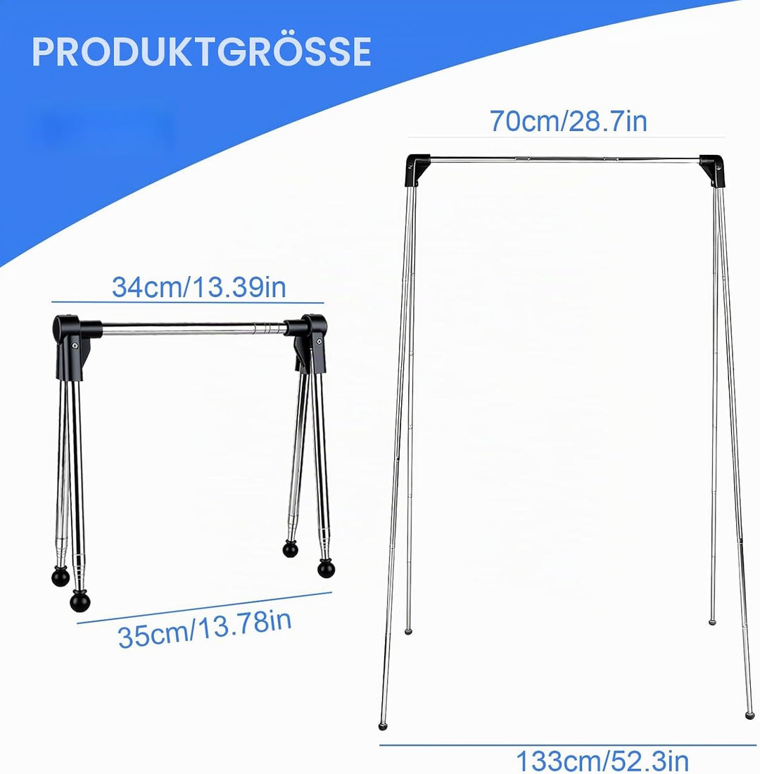Tragbarer Wäscheständer, faltbar, 33–71,1 cm, tragbarer Reise-Kleiderständer, zusammenklappbare Klei