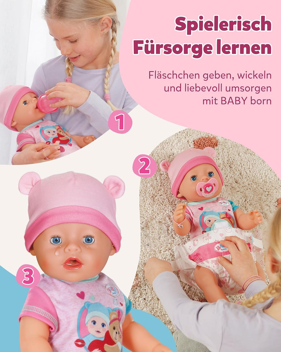 BABY born Emma, Babypuppe mit 10 Funktionen und Accessoires, für Kinder ab 3 Jahren, funktioniert oh