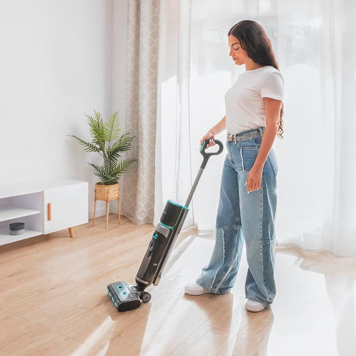 Cecotec Elektrischer Wischmopp mit Selbstreinigungsbasis FreeGo Wash&Vacuum Elite, 200 W, Schrubben