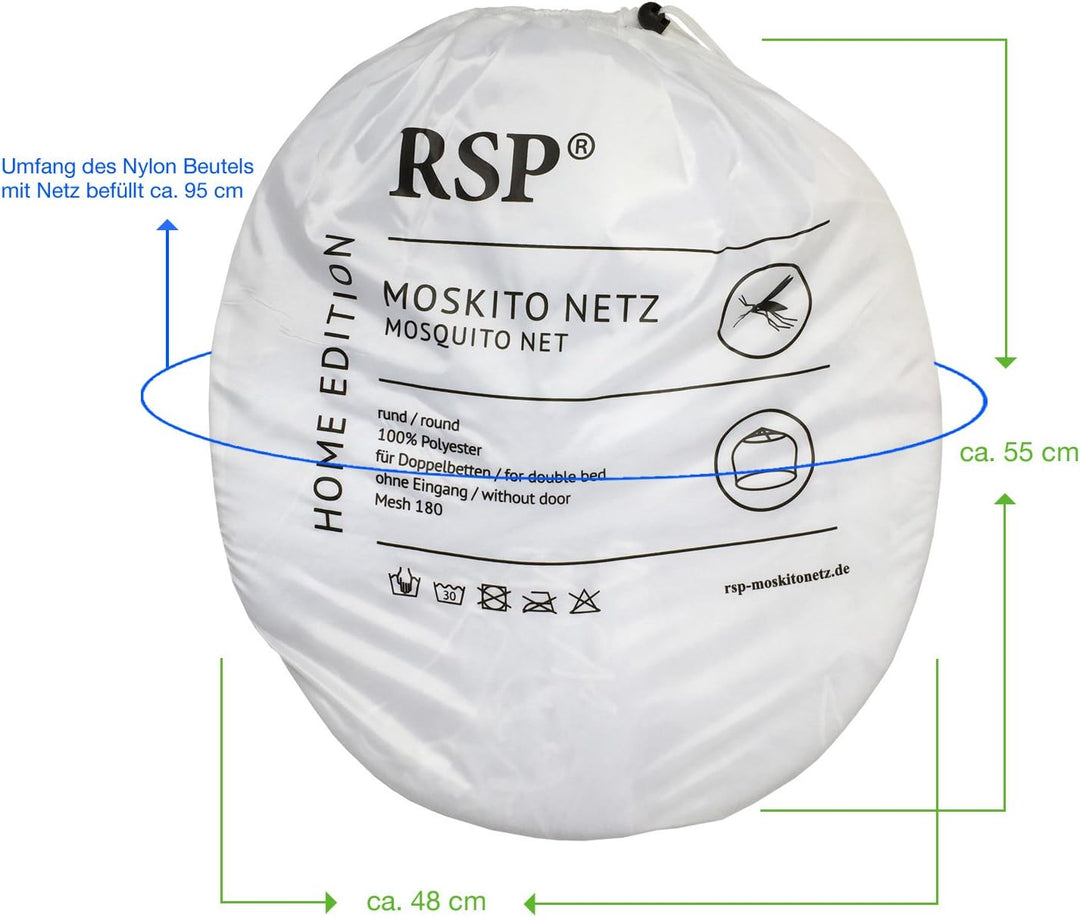 RSP® Moskitonetz Home für Doppelbetten mit extra grossem Spannring für Zuhause Einheitsgrösse