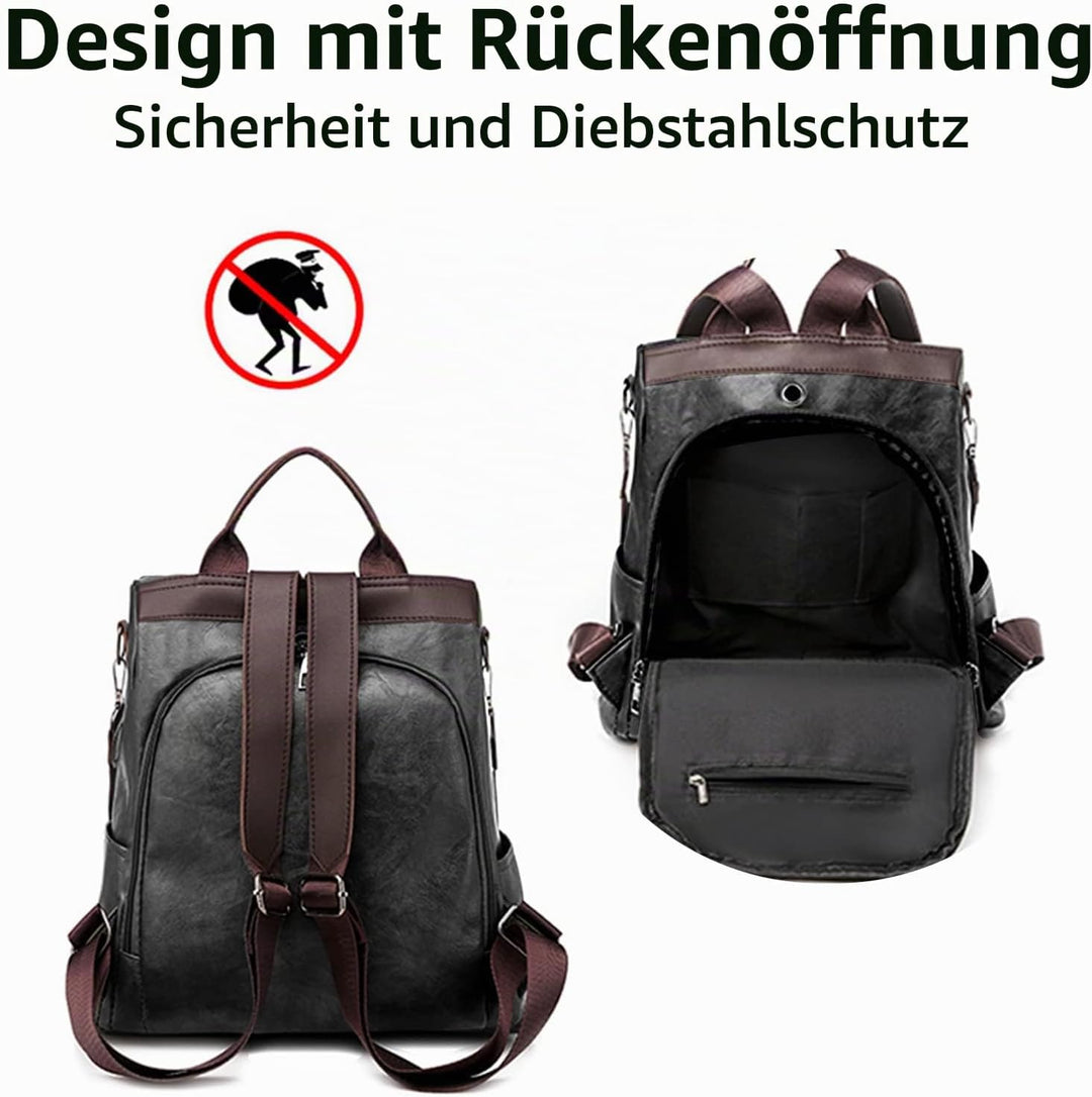 JSNOM Damen Rucksack Leder Casual Anti-Diebstahl: Rucksack Damen Kleine Elegante Wasserdichte Daypac