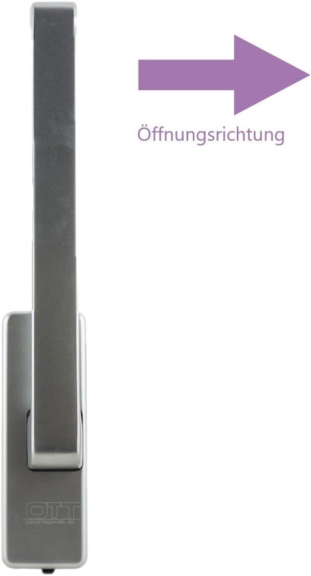 beschlagswelt Ott GU Drehgriff m. Aussperrsicherung K-20179 (DIN LINKS, EV1 silberfarbig) DIN LINKS