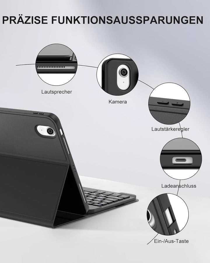 Für iPad Air 11 (2026 M4) Hülle mit Tastatur für 6./7./8. Generation M2/M3/M4, Abnehmbare Bluetooth