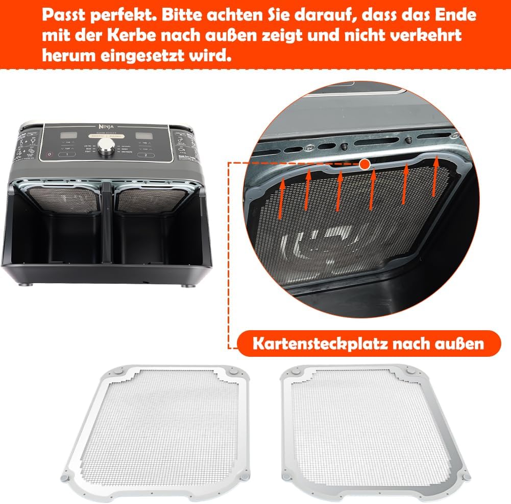 BYKITCHEN 2 Stück Spritzschutz Zubehör für Ninja Dual Zone Heissluftfritteuse 9,5L DZ400EU/DZ400EUST
