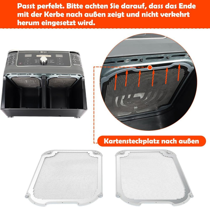 BYKITCHEN 2 Stück Spritzschutz Zubehör für Ninja Dual Zone Heissluftfritteuse 9,5L DZ400EU/DZ400EUST