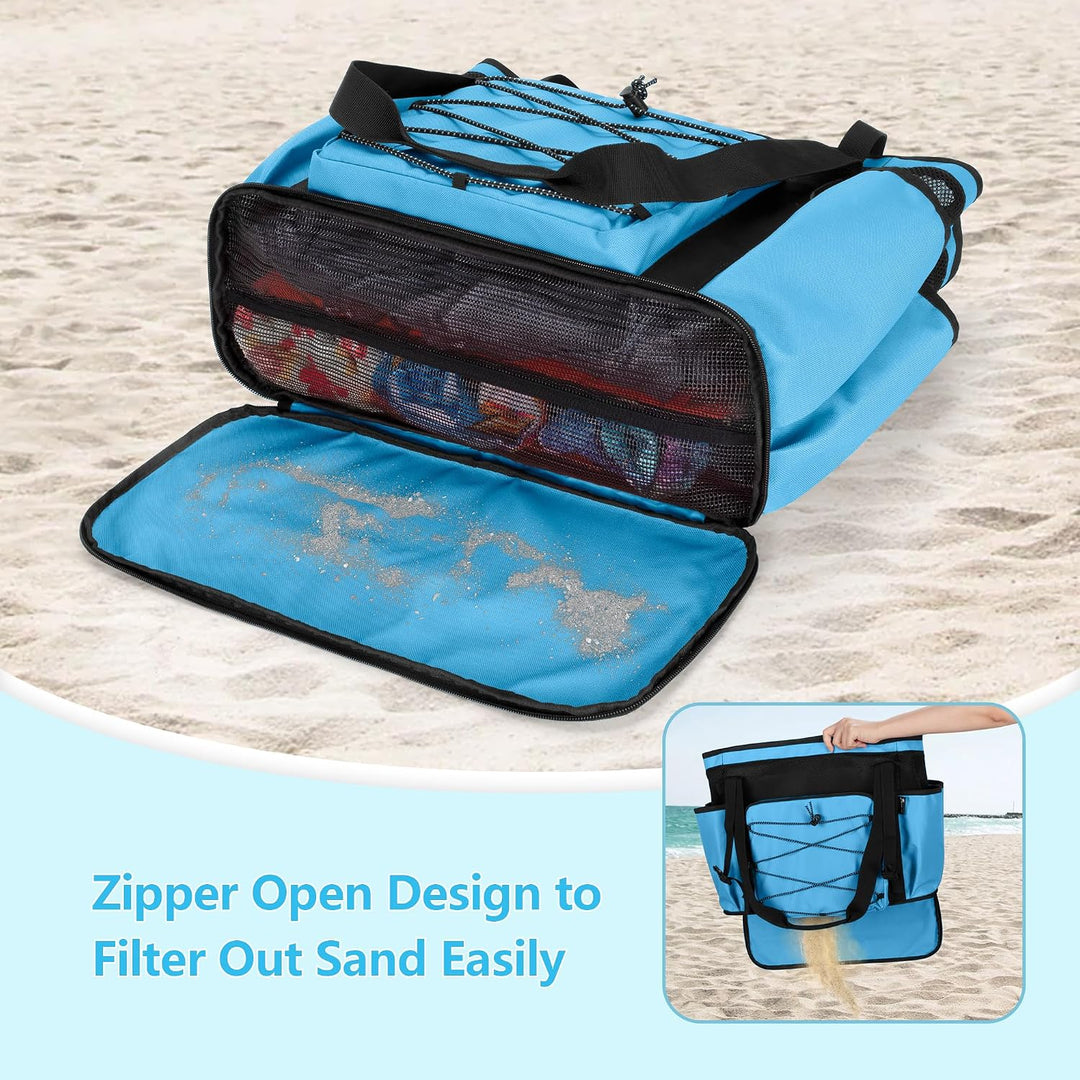 Fasrom Strandtasche XXL mit Reissverschluss unten, badetasche Gross | Mit Trennsystem mit 2 Schichte