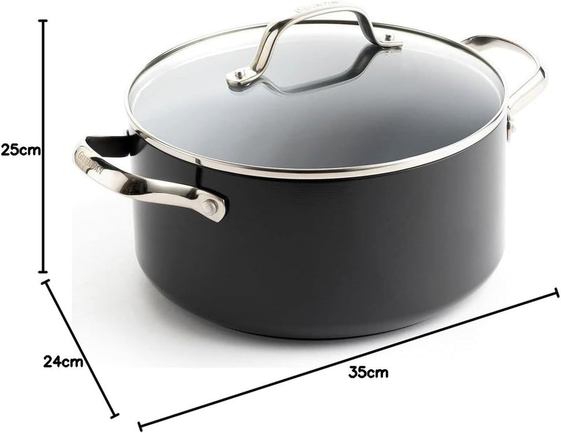 GreenPan Valencia Pro Harteloxierte Gesunde Keramik Antihaft 24cm / 5,1 Liter Bratentopf mit Deckel,