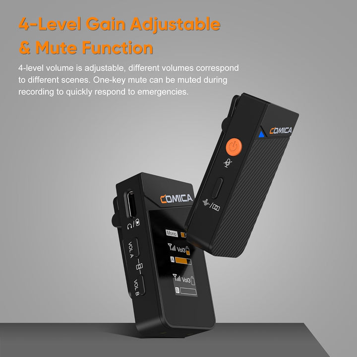 COMICA Vimo C3 Lavalier Mikrofon Wireless, Funkmikrofon mit Geräuschunterdrückung, Überwachung, Stum