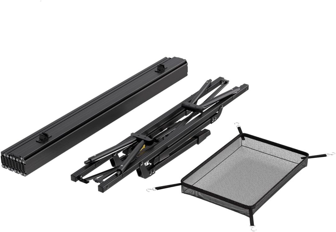 24MOVE® Campingtisch Klapptisch mit Aluminiumrahmen, Tischplatte aufrollbar, Falttisch klappbar, höh