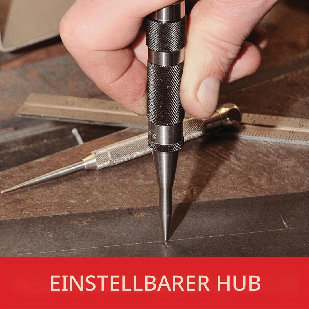 Starrett 18AA Automatischer Körner mit einstellbarem Hub, 4" Länge, 7/16" Durchmesser Single, Single