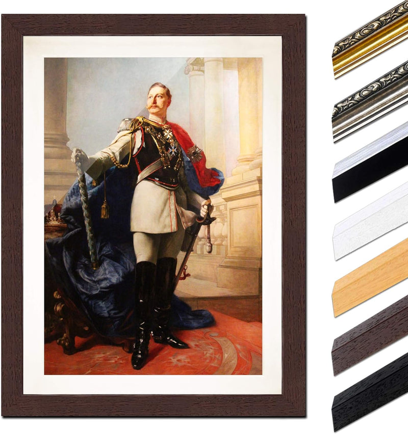 Bild mit Rahmen - Kaiser Wilhelm II. 30x40 cm ca. A3 - Gerahmter Kunstdruck inkl. Galerie Passeparto