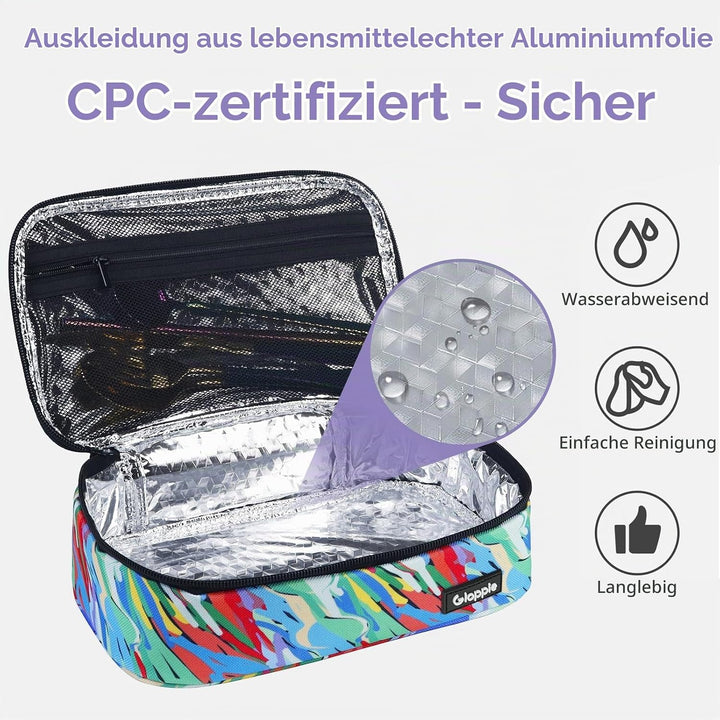 Gloppie Klein Kühltasche Leicht Lunch-Tasche für Lebensmitteltransport, Thermotasche Einkaufstasche