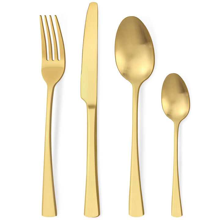 Bestdin Besteck Set 6 Personen, 24 teilig Edelstahl Besteckset Matt Gold Essbesteck Set mit Messer G