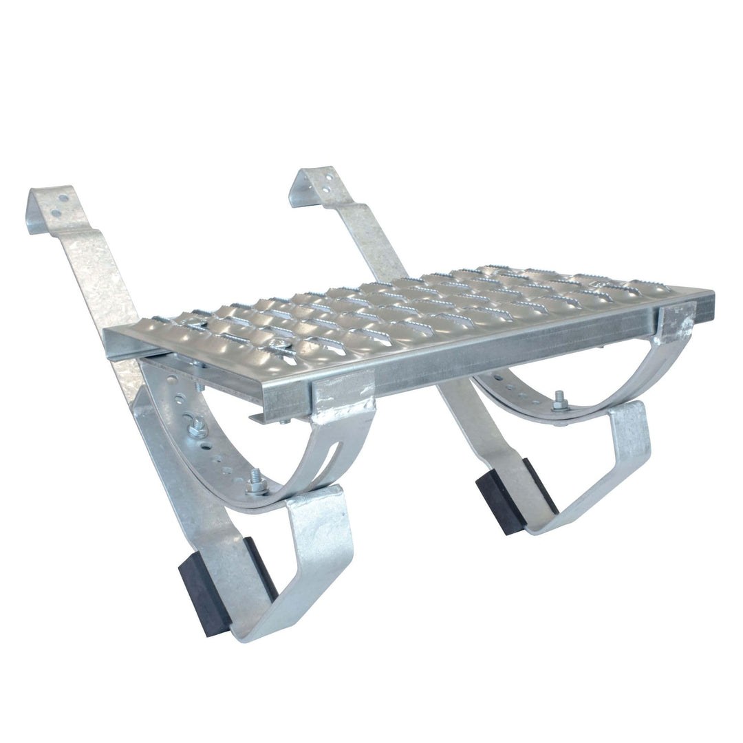 DAPRONA Laufrost Set für gewellte Dachziegel, Dachtritte für Schornsteinfeger Silber 60cm inkl. Mont