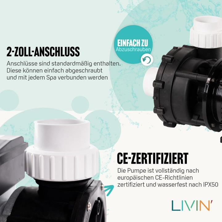 LIVIN' Jet pool filterpumpe- LX WP250 poolpumpen 1.85 kW/ 2.5HP, Whirlpool Wasser zirkulationspumpe