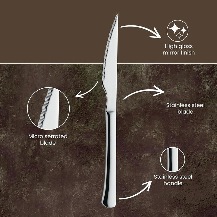 Menax - Edelstahl Steakmesser - Tafelmesser - Brotzeitmesser - Sägemesser - Menümesser - Set 12 Stüc