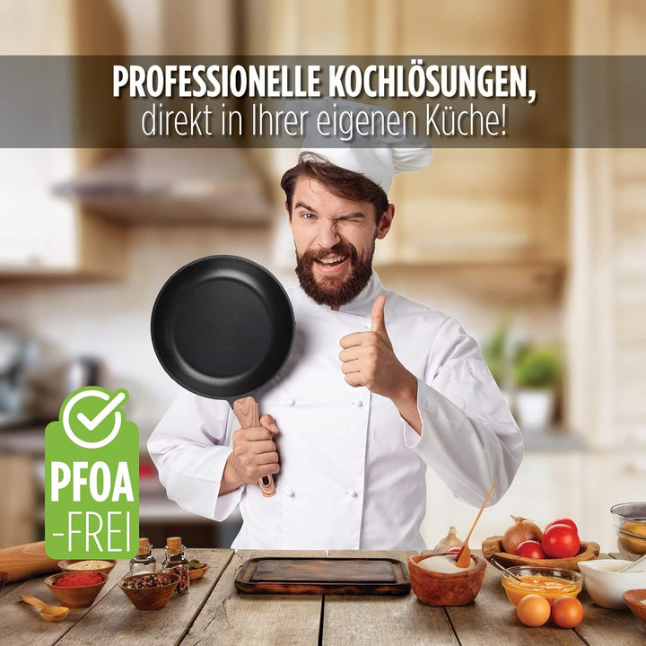 ROSMARINO Profi Bratpfanne 24 cm - Pfanne mit hervorragende Wärmeverteilung und Wärmeleistung, Induk