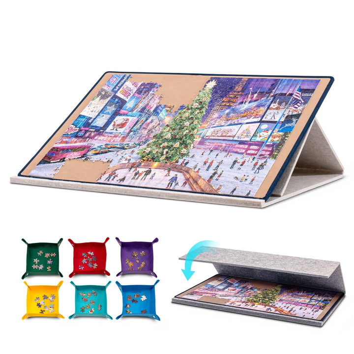 Tektalk Puzzle-Brett mit 2-in-1-Stand- und Abdeckdesign, mehrwinkelverstellbare Halterung und 6 Farb