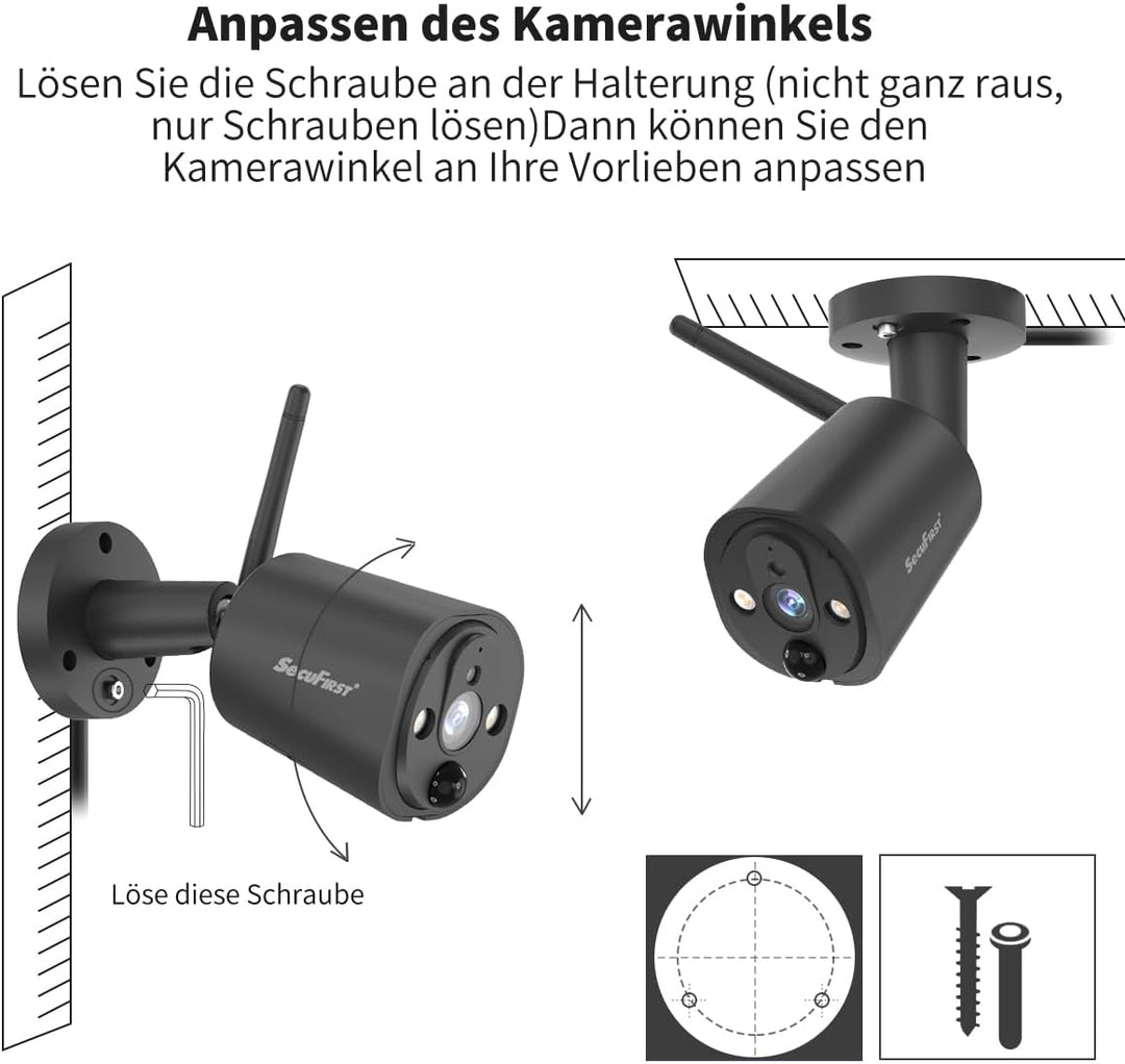 SecuFirst 2K Zusatzkamera für Überwachungskameras Aussen Set (CWL401S,CWL401S/2),Arbeiten Sie nur mi