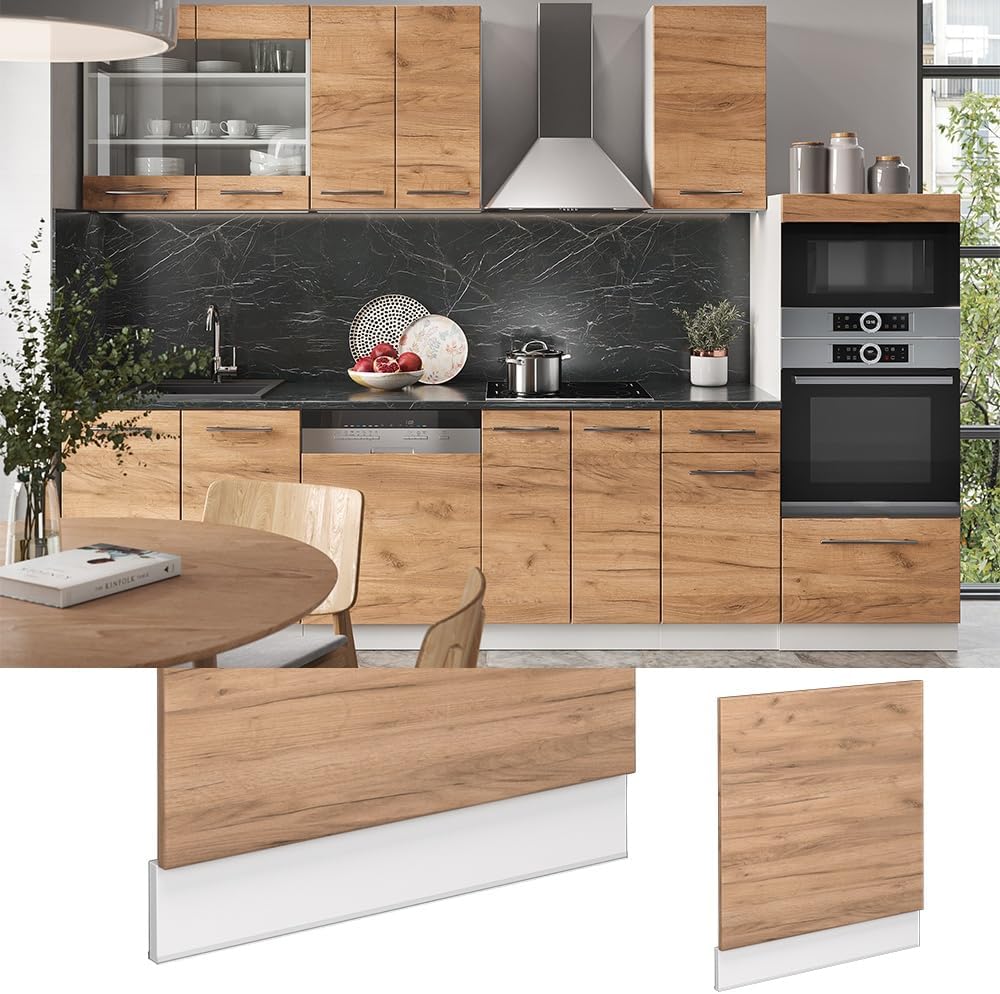 Vicco Frontblende Fame-Line, Goldkraft Eiche/Weiss, 60 cm ohne Arbeitsplatte Goldkraft Eiche Geschir